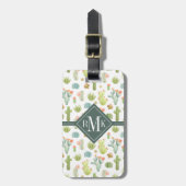 Monogram | Cute Cactus Standing Pattern Bagagelabel (Voorkant verticaal)