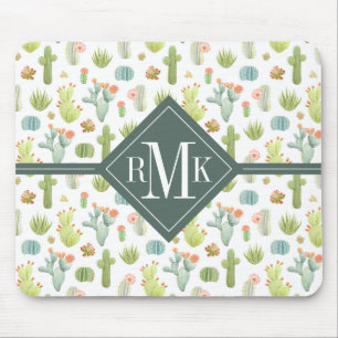 Monogram   Cute Cactus Standing Pattern Muismat