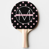 Monogram | Cute & Chic Pink Pot on Black Tafeltennisbatje (Achterkant)