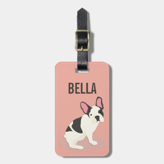 Monogram. Cute French Bulldog. Bagagelabel (Voorkant verticaal)