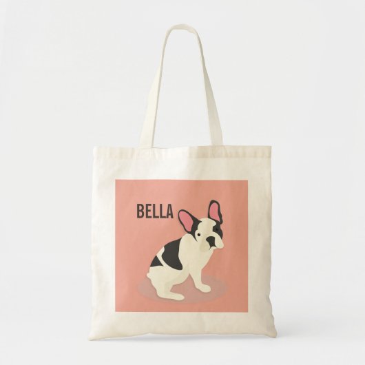 Monogram. Cute French Bulldog. Tote Bag (Voorkant)