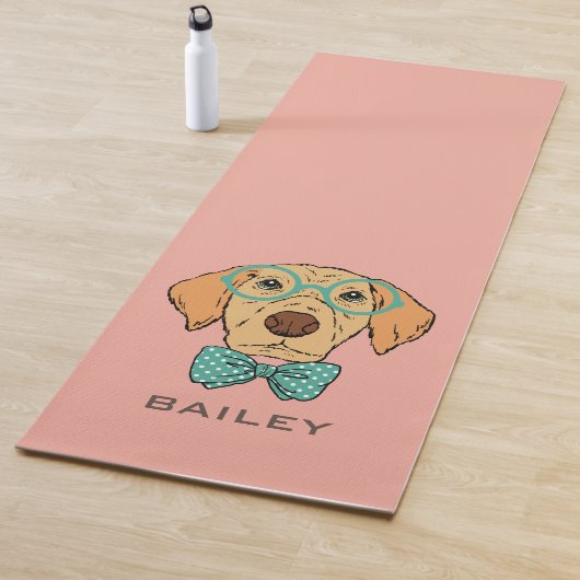 Monogram Cute & Funny Labrador Retriever Hipster Yogamat (In situ)