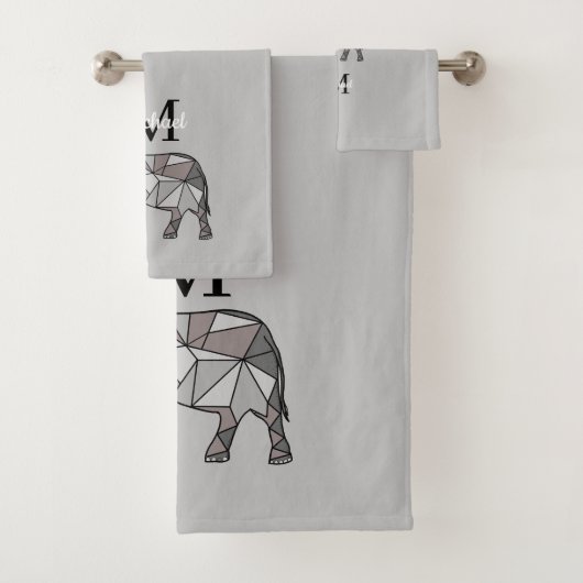 Monogram Cute Graphics Elephant, speciaal aangepas Bad Handdoek (Insitu)