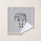 Monogram Cute Graphics Elephant, speciaal aangepas Bad Handdoek (Wasdoekje)
