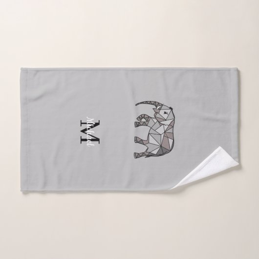 Monogram Cute Graphics Elephant, speciaal aangepas Bad Handdoek (Handdoek)