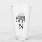 Monogram Cute Graphics Elephant, speciaal aangepas Glas (Achterkant)