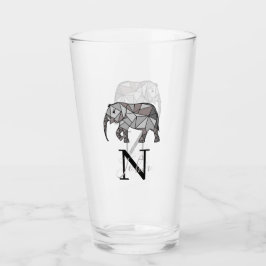 Monogram Cute Graphics Elephant, speciaal aangepas Glas
