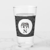 Monogram Cute Graphics Elephant, speciaal aangepas Glas (Voorkant)