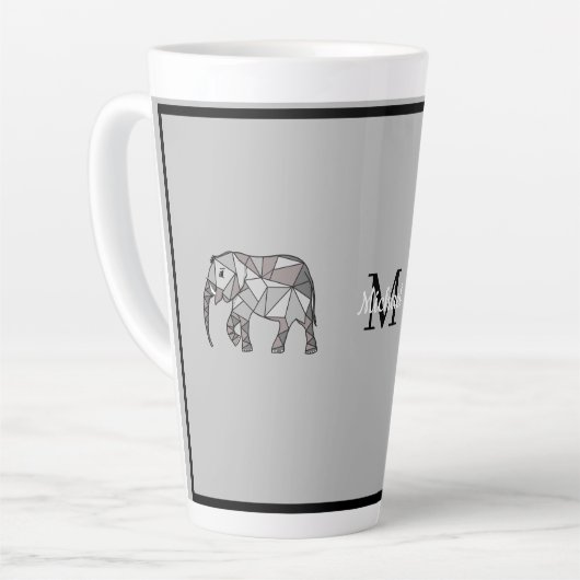 Monogram Cute Graphics Elephant, speciaal aangepas Latte Mok (Linkerhoek)