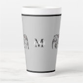 Monogram Cute Graphics Elephant, speciaal aangepas Latte Mok (Voorkant)