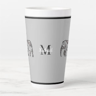 Monogram Cute Graphics Elephant, speciaal aangepas Latte Mok