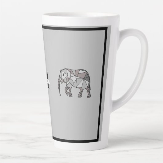Monogram Cute Graphics Elephant, speciaal aangepas Latte Mok (Rechts)