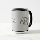 Monogram Cute Graphics Elephant, speciaal aangepas Mok (Voorkant rechts)