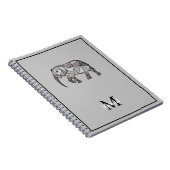 Monogram Cute Graphics Elephant, speciaal aangepas Notitieboek (Rechterzijde)