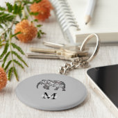 Monogram Cute Graphics Elephant, speciaal aangepas Sleutelhanger (Zijkant)