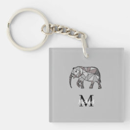 Monogram Cute Graphics Elephant, speciaal aangepas Sleutelhanger