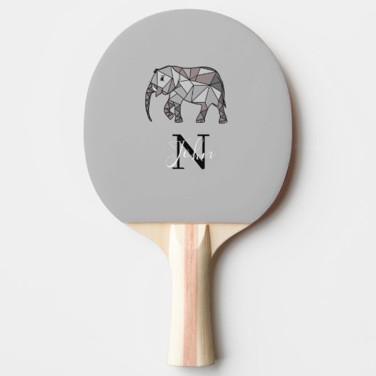 Monogram Cute Graphics Elephant, speciaal aangepas Tafeltennisbatje (Voorkant)