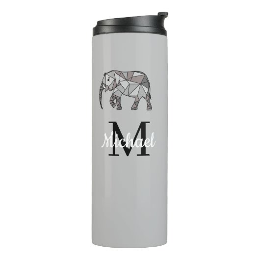 Monogram Cute Graphics Elephant, speciaal aangepas Thermosbeker (Gedraaid links)