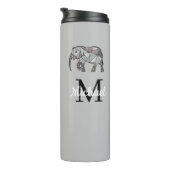Monogram Cute Graphics Elephant, speciaal aangepas Thermosbeker (Geroteerd rechts)