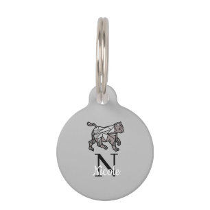 Monogram Cute Graphics Gepersonaliseerd zwart Cet Huisdierpenning
