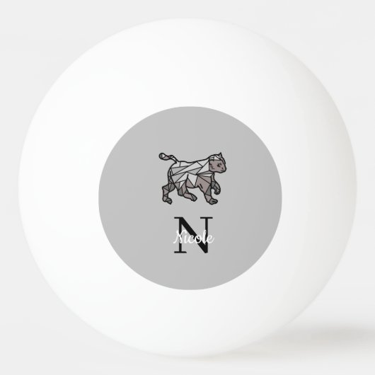 Monogram Cute Graphics Gepersonaliseerd zwart Cet Pingpongballen (Achterkant)