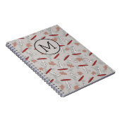 Monogram Cute Mushroom Fungi Pattern Notitieboek (Rechterzijde)