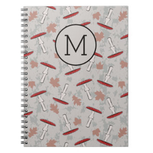 Monogram Cute Mushroom Fungi Pattern Notitieboek