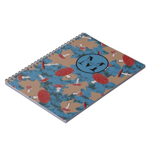 Monogram Cute Mushroom Fungi Pattern Notitieboek (Linkerzijde)