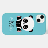 Monogram Cute Panda Aangepast gebubbel Blauw Case-Mate iPhone Case (Achterkant (horizontaal))