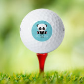 Monogram Cute Panda Aangepast gebubbel Blauw Golfballen