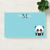 Monogram Cute Panda Aangepast gebubbel Blauw Post-it® Notes (Kantoor)