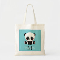 Monogram Cute Panda Aangepast gebubbel Blauw