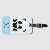 Monogram Cute Panda Beer Gepersonaliseerde Polka D Bagagelabel (Voorkant (horizontaal))