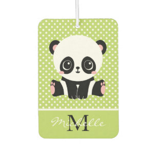Monogram Cute Panda Beer Gepersonaliseerde Polka D Luchtverfrisser