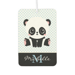 Monogram Cute Panda Beer Gepersonaliseerde Polka D Luchtverfrisser