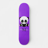 Monogram Cute Panda Gepersonaliseerd Paars Skateboard (Voorkant)