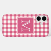 Monogram | Cute Pink Gingham Pset Checker Case-Mate iPhone Case (Achterkant (horizontaal))