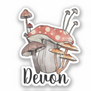 Monogram Cute Red Mushroom - Naam sticker toevoege