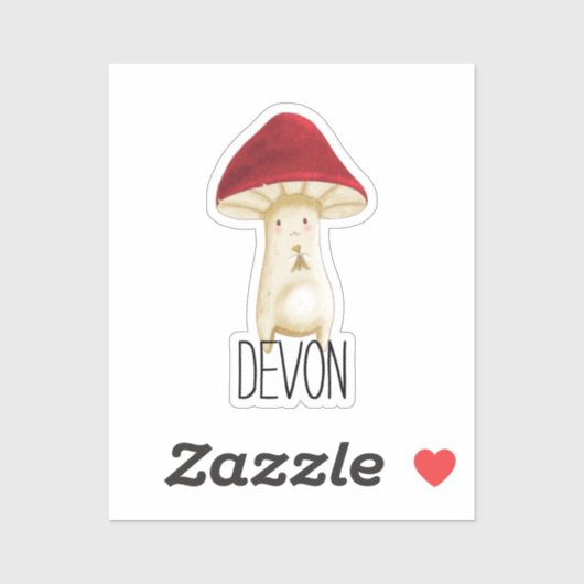 Monogram Cute Red Mushroom - Naam toevoegen Sticker (Vel)