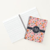 Monogram | Cute Retro Floral Pattern Notitieboek (Binnen)