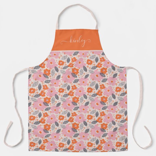 Monogram | Cute Retro Floral Pattern Schort (Voorkant)