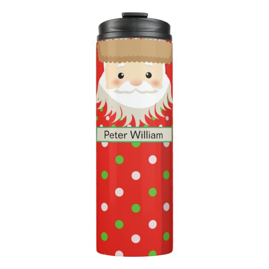 Monogram Cute Santa Celebring Kerstmis Thermosbeker (Voorkant)