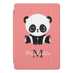 Monogram Cute Sitting Panda Gepersonaliseerd iPad Pro Cover