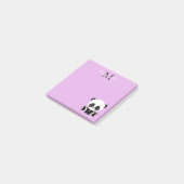 Monogram Cute Sitting Panda Gepersonaliseerd Paars Post-it® Notes (Schuin)