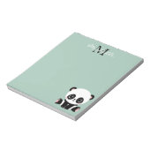 Monogram Cute Sitting Panda Personalized Sage Notitieblok (Gedraaid)