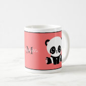 Monogram Cute Sitting Panda Personeelszalm Koffiemok (Voorkant rechts)