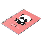 Monogram Cute Sitting Panda Personeelszalm Notitieboek (Linkerzijde)
