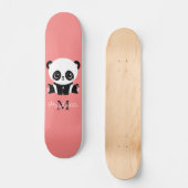 Monogram Cute Sitting Panda Personeelszalm Skateboard (Voorkant)