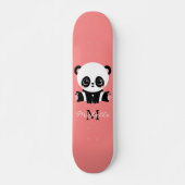 Monogram Cute Sitting Panda Personeelszalm Skateboard (Voorkant)