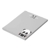 Monogram Cute Sitting Panda Persoonlijk Zilver Notitieblok (Gedraaid)